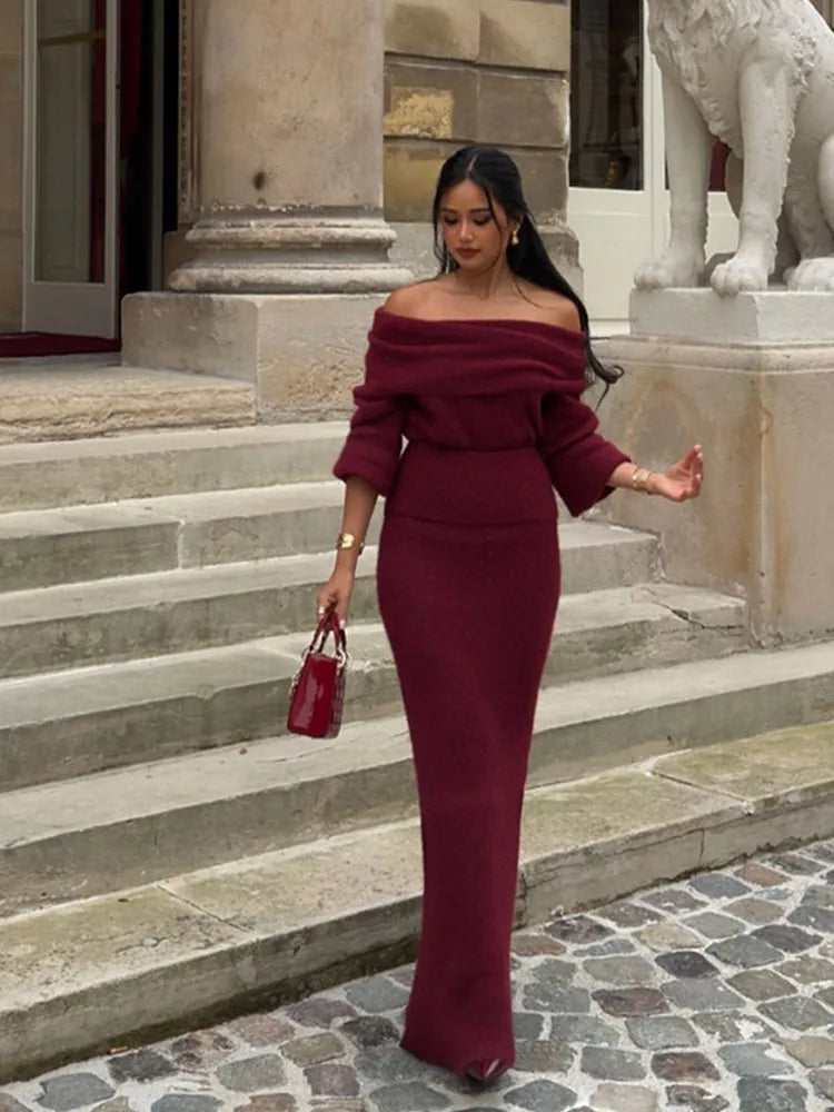 BORDEAUX MAXI DRESS SET